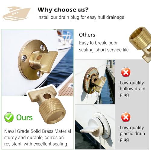 Boat Garboard Drain Plug 1/2" NPT Solid Brass Marine Drain Fitting