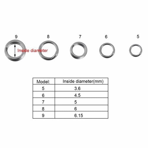 Tgpiao 200PCS 5Sizes Stainless Steel Fishing Split Rings,Heavy Duty Split Rings Solid Lures Connectors Fishing Tackle, Fishing Tackle Ring