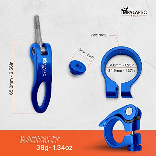 Blue Quick Release Bicycle Seatpost Clamp 31.8mm Aluminum CNC Lightweight