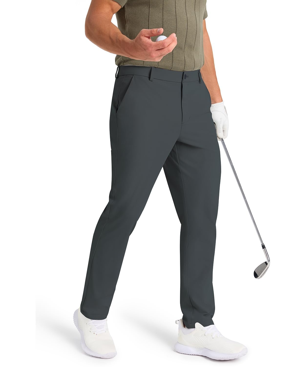 SNOWTEN Mens Work Pants, Business Casual Pants for Men, Stretch Golf Pants 30" Quick Dry Lightweight with Pockets Darkgrey 33w × 30L