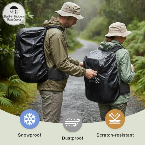 TILYMOL 55L Military Tactical Backpack Black - Large Assault Pack