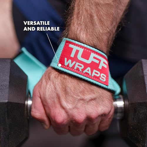 Tuff Lifting Straps Wrist Supports for Weightlifting Deadlifts Powerlifting - Teal Pink