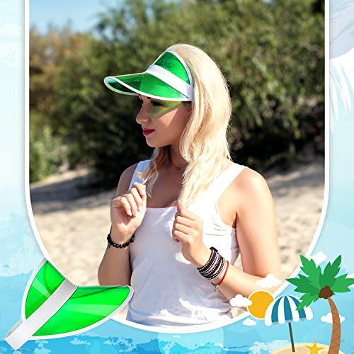 Golf Visors Pack of 10 - Green Plastic Sun Hats for Poker, Outdoor & Sports