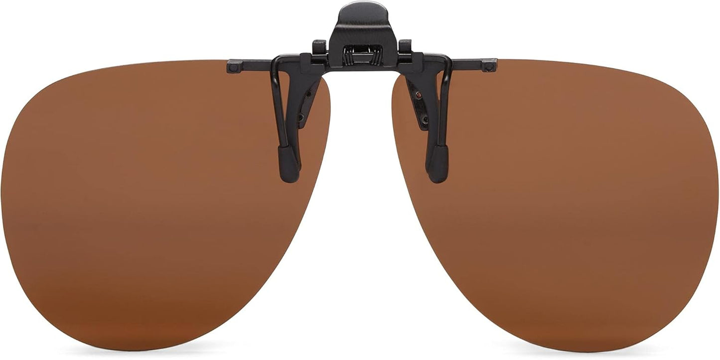 Fisherman Eyewear 8FCO Clip On Original Aviator Black Frame Polarized Sunglasses