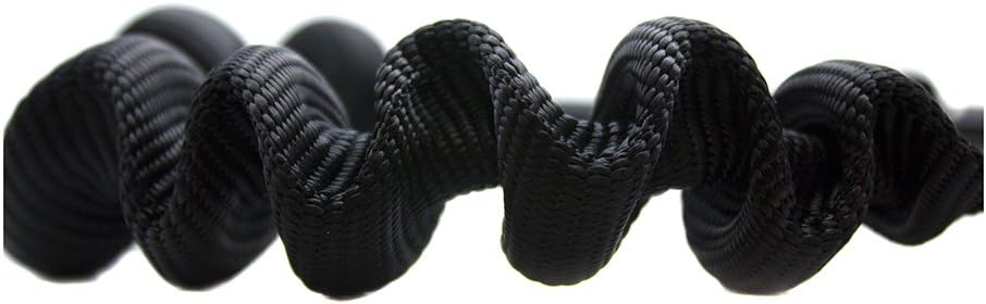 Fusion Tactical ProGlide Military and Police Helo Lanyard - 6ft Elastic Bungee with Kong Frog Shackle Snap Hook, 23kN - Black, 72 inches