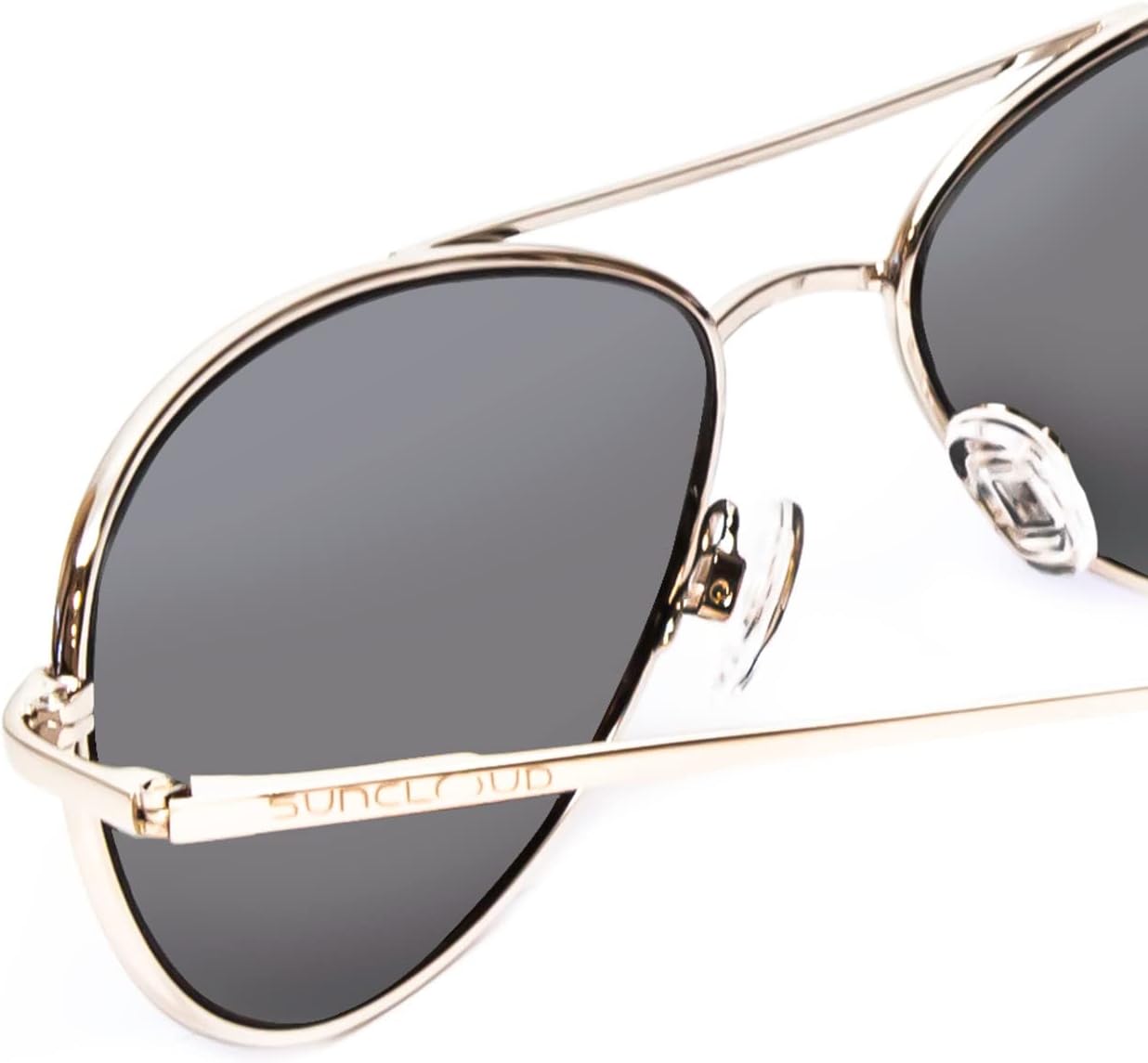 Suncloud Polarized Wire Aviator Sunglasses | Unisex | UV Protection | Spring Hinged | Silicone Nose Pads | Silver Frame & Grey Lenses