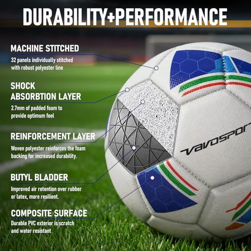 VAVOSPORT Size 4 Soccer Ball Set with Pump & Cones for Training Kids & Adults