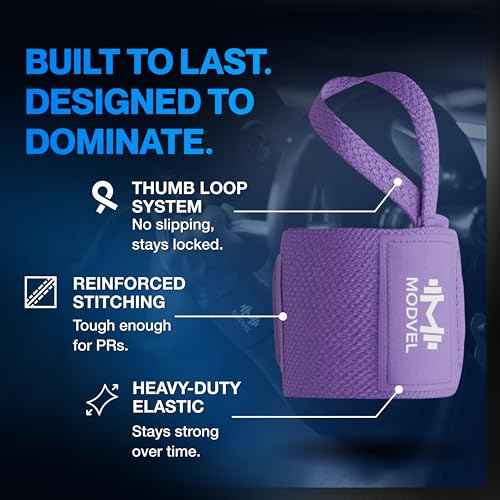 Modvel Adjustable Wrist Wraps for Gym & Lifting ? Thick, Breathable Support Straps for Wrist Stability, Comfort & Grip ? Ideal for Weight Training, CrossFit & Gym Workouts ? R Lavender 2-Pack