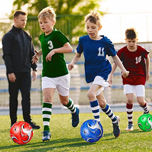 Deekin 6 Pack Soccer Balls with Pump - Size 4 for Youth & Kids