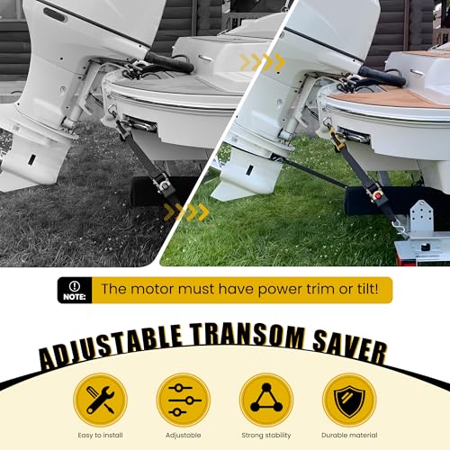 TENGBASE Matte Black Adjustable Boat Transom Saver with Heavy-Duty Heads