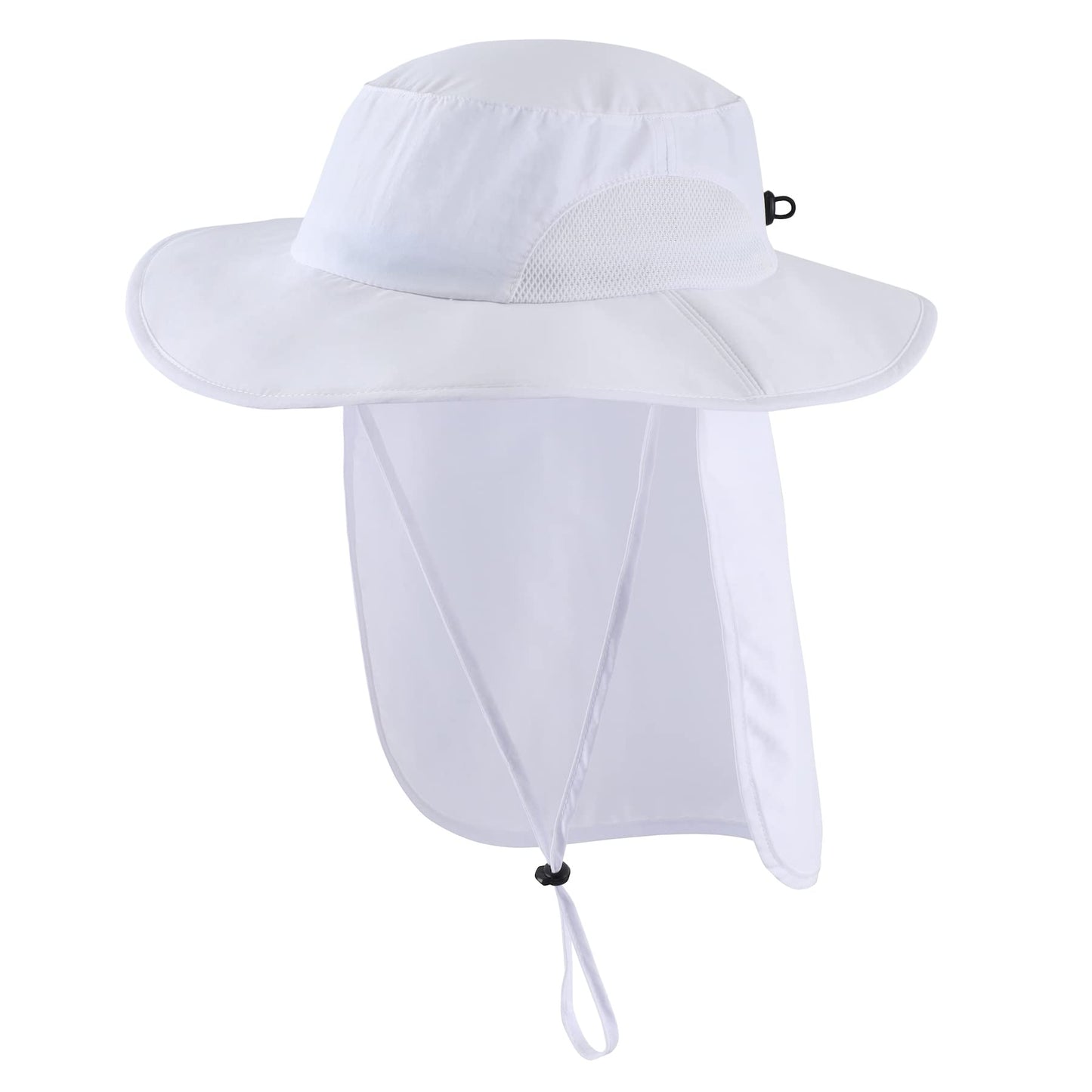 Home Prefer Outdoor Mens UPF50+ Sun Hat Wide Brim Fishing Hat with Neck Flap (White)