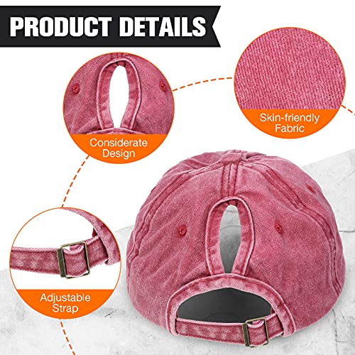 Women’s Satin Ponytail Baseball Cap - Washed Adjustable Twill Hat