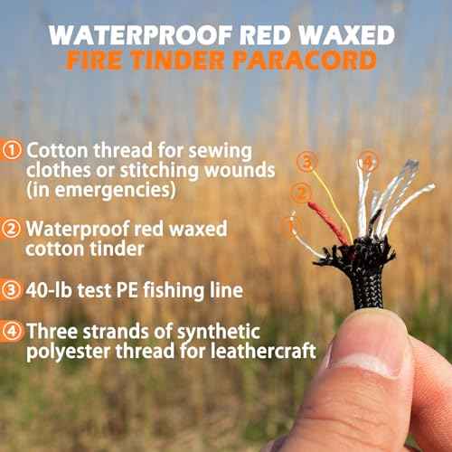 Fire Starter (2 Packs), All-Weather Magnesium Ferro Rod for Camping and Hiking, Emergency Survival Kits with Waxed Fire Tinder Paracord (28inch)&Beech/Pine Handle&&6-in-1 Multi-Tool