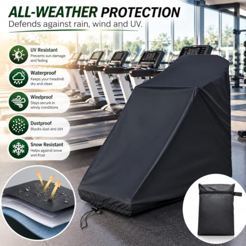 Unfold Waterproof Treadmill Cover with Drawstring & Storage Bag - Outdoor Indoor Fitness Equipment Protection