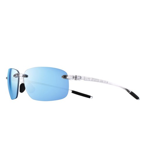 Revo Sunglasses Descend Pro: Polarized Photochromic Lens with Rimless Rectangle Frame, Crystal Frame with Blue Water Photo Lens