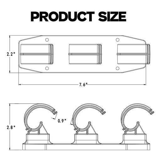 VEYWANE Fishing Rod Racks for Boat/Wall/Truck Bed, 3-Poles Storage Holders with Rubber Band Clips
