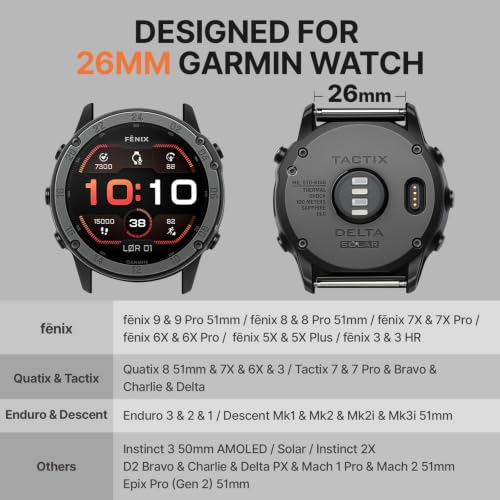 Army Green 26mm Quick Fit Watch Band Compatible with Garmin Fenix 9 8 51mm - Large