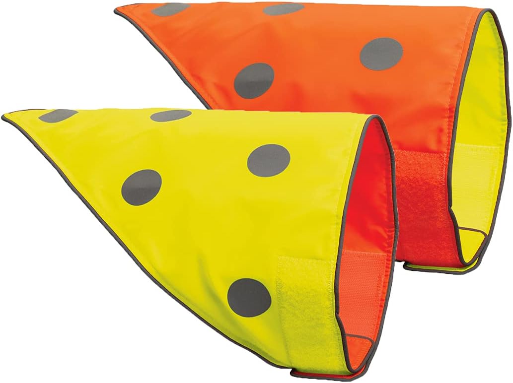 Reflective Dog Bandana Bib - High Visibility Safety Apparel, Reversible Fluorescent Orange/Yellow, XS-S