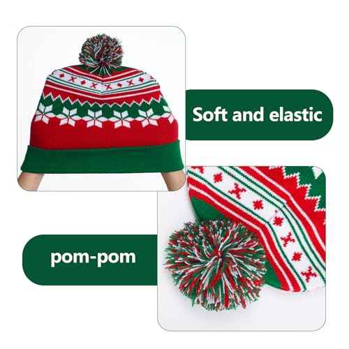 hoyuwak Red Beanie with Pom Pom Christmas Hat Winter Hat Knit Cap for Men Women Holiday Party Xmas Accessories Decoration