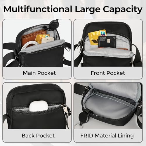 Crossbody Bag Sling Bag for Men Women Anti Theft RFID, Small Shoulder Chest Bags with Zipper Lock