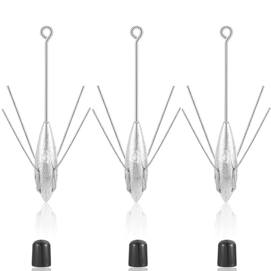 3 Pcs Sputnik Sinker Long Tail Fishing Weight Equipment, Saltwater Surf Casting Catfish Sinkers, Beach Sea Ocean Sand Fishing Spider Sinker(4)