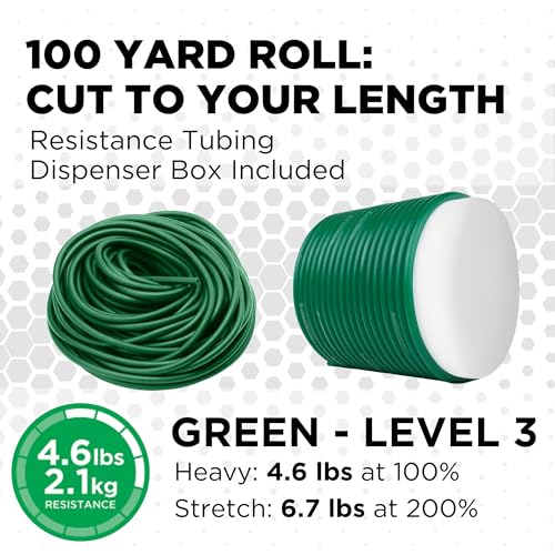 Heavy Resistance Latex Tubing - Green Level 3, 100-Foot Exercise Band
