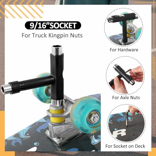 Skateboard Tool Kit with Wax & Cleaner - Metal Socket Variation