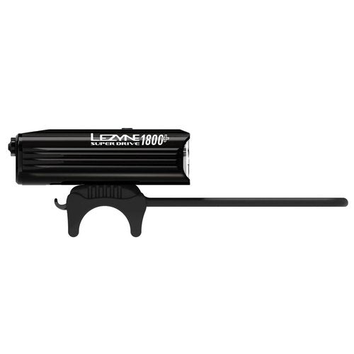 LEZYNE Super Drive Bicycle USB-C Rechargeable IPX7 White LED Front Light with Multiple Solid & Flash Modes | Integrated Silicone Rubber Strap Mount | Smart Connect | 1800 Lumens, Black Gloss