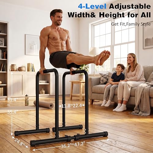 Adjustable Dip Bar Station for Strength Training - Heavy-Duty Multi-Function Fitness Equipment