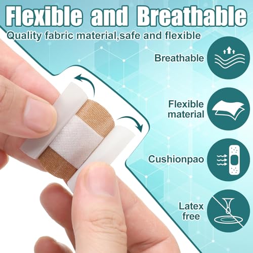 Funtery Adhesive Spot Bandage 4 Sizes Round Flexible Fabric Adhesive Round Tan Non Latex Bandage for Wound Care and Hides Skin Spots Ideal for Small Incisions(100)