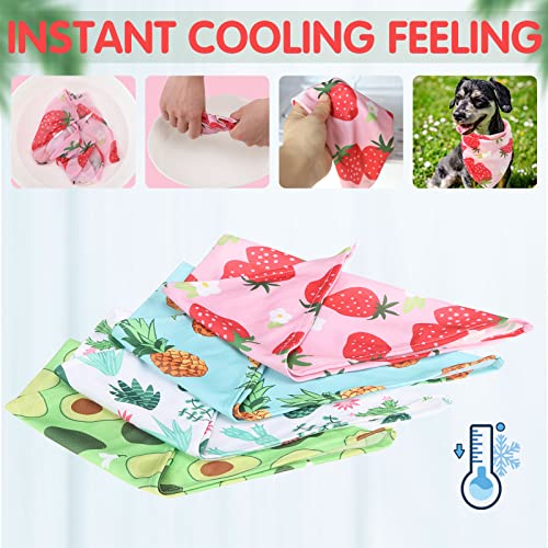 Dog Cooling Bandana - 4 Pack Hawaiian Tropics Large Strawberry Style