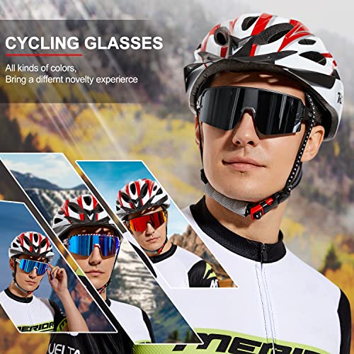 FMY Polarized Cycling Glasses Sports Sunglasses UV400 Protection Black & Gray Lens