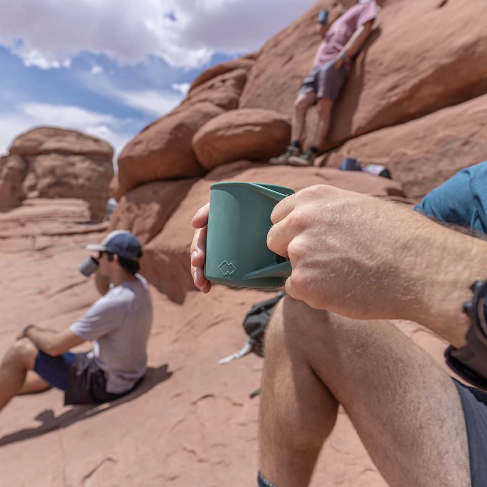 MYOTT Silicone Coffee Cup - Food Grade Silicone Camping Mug with Handle - Portable, Collapsible Coffee Mug - BPA Free, Dishwasher Safe and Microwave Safe 12- oz (Granite Gray, 1 Pack)