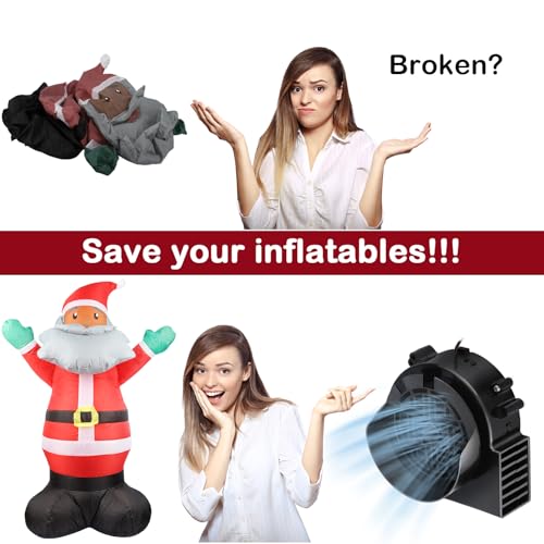 2 Pack Air Blower Fan for Inflatables - 12V 1.5A Replacement with 2.0A Adapter & 5 LEDs Lights - IP68 Waterproof, 3200RPM, 5x5 Inch