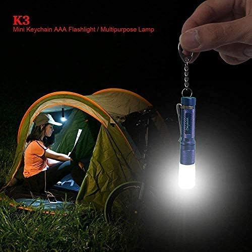 K3 Mini Keychain Flashlight AAA Small Keychain Light Bright 150 Lumens with Diffuser Clip,Multipurpose Pocket Light as Candle Hat Lamp Camp Lantern for Everyday EDC Dog Walking Hiking Camping