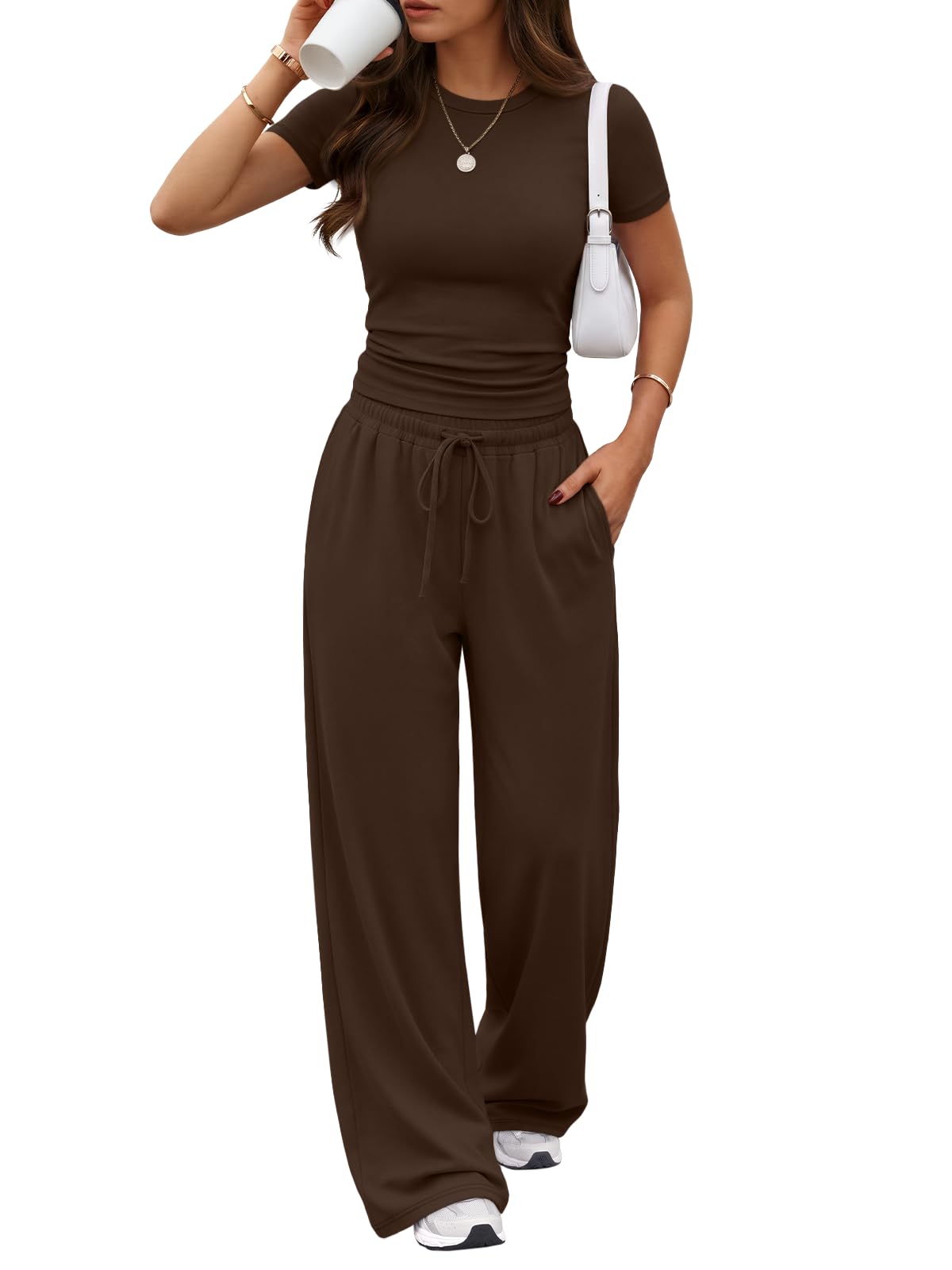 Trendy Queen Womens 2 Two Piece Set 2026 Summer Workout Vacation Gym Clothes Fall Fashion Lounge Matching Airport Travel Outfit Resort Wear Fitness Athleisure Clothing