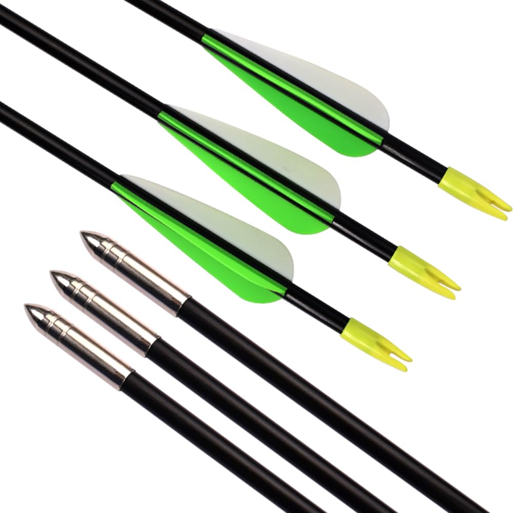Fiberglass Practice Arrows Archery 24 Inch Target Shooting Safety Recurve Bows Suitable for Youth Children Woman Beginner 12 PCS