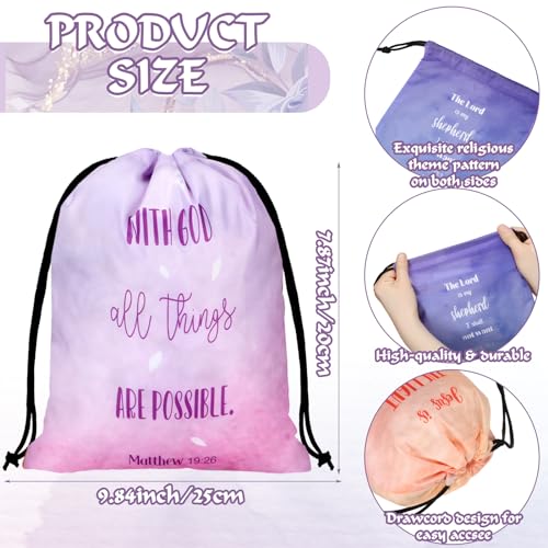 Hosuly 30 Pcs Christian Drawstring Bags Religious Watercolor Bag