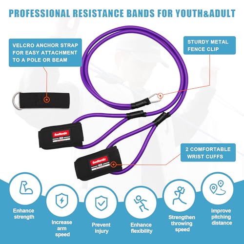 SunNordic Elite Size Weighted Baseball Set with Resistance Band - 6 Balls for Training