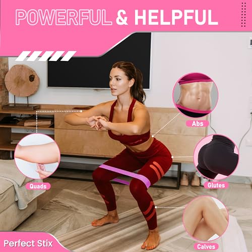 Peak Performance Resistance Loop Exercise Bands with Workout Videos. 5 PCs Latex Exercise Bands. 5 Bands All Pink Elastic Bands with Pink Carrying Bag.Includes Video demonstrations