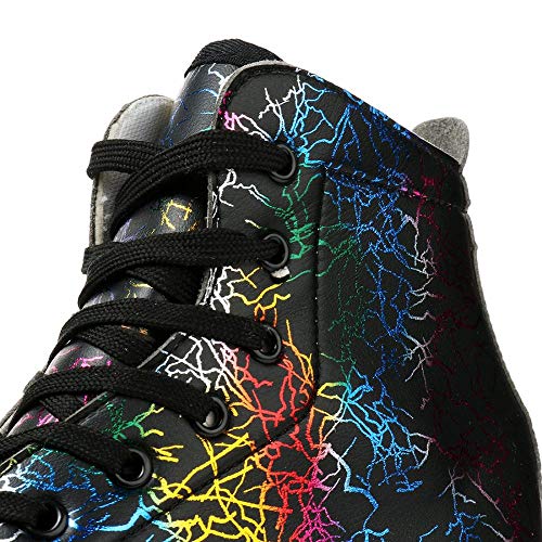 Lightning Black Roller Skates for Men Women 38 High-Top Double-Row Light Up Shoes