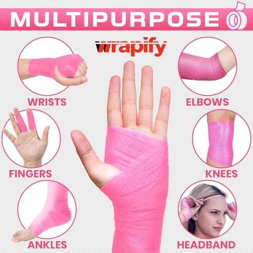 Pre Wrap Athletic - 3 Rolls Pink Prewrap Headbands for Hair - 66 Yards Sports Prewrap Athletic Tape for Knee, Ankle, Wrist - Foam Underwrap for Soccer, Basketball & Volleyball