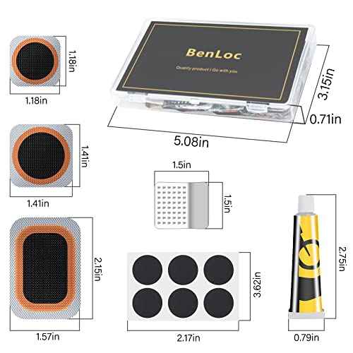 Bike Tire Repair Kit - Bycicle Inner Tube Puncture Patch Kits with 32PCS Vulcanizing Patches,Metal Rasp, for Motorcycle BMX Cycling MTB Road Mountain Bicycle