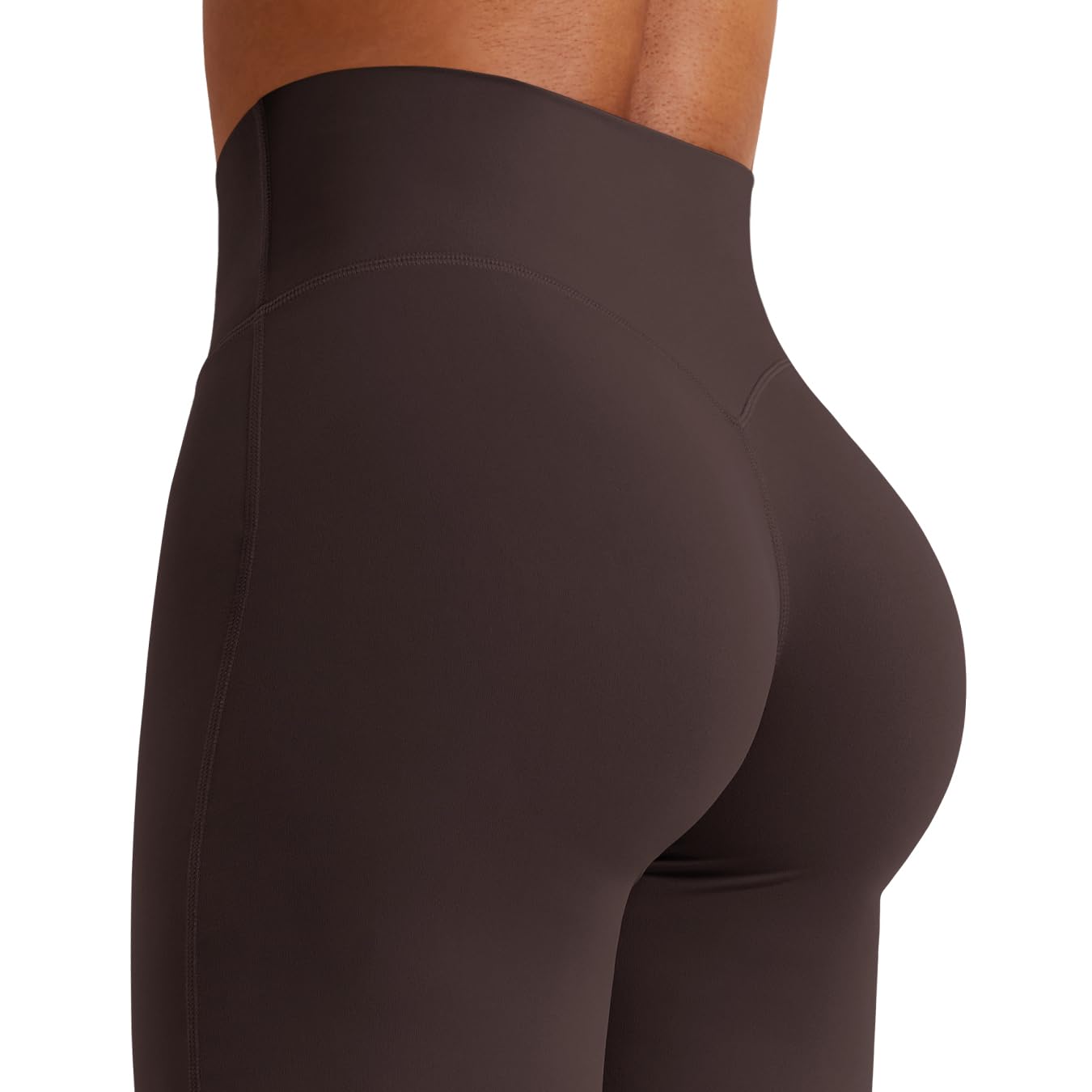 YEOREO Workout Leggings Womens No Front Seam Straight Leggings 31.5" High Waist Buttery Eddiy Gym Yoga Pants Dark Brown M