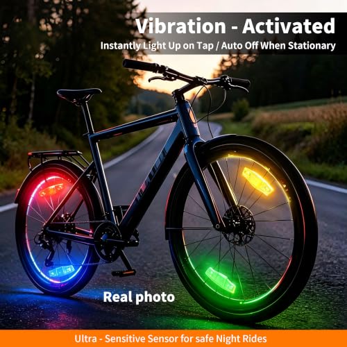 Rechargeable Color-Changing Bicycle Wheel Lights 2-Pack - Waterproof & Motion Sensor