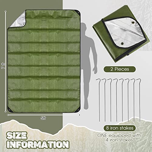 Kingdder 2 Pcs Heavy Duty Emergency Tarps 60 x 82 Inch Green Survival Shelter
