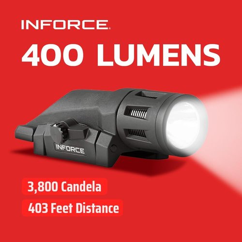 INFORCE 400 Lumens WML White/IR Gen2 Gun Mounted Light with Black Body W-05-2 and MAG PUL M-LOK 2.5in 5 Slot Polymer Rail