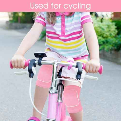 Knee Pads for Kids Suit for Age 7-12 Years, Wrestling Knee Pads Volleyball Knee Pads Thick Sponge Youth Girls Anit-Slip Sport Knee Support Brace for Volleyball Dance Yoga Running Climbing Pink