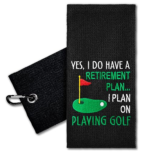 Funny Retirement Golf Towel for Men Black - Golf Gift Accessory
