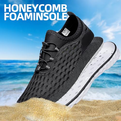 Men's Water Shoes - Quick Dry Beach & Pool Footwear Black 8 - DOUSSPRT